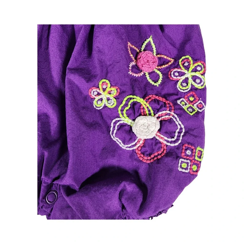 The Childrens Place Baby Girl Purple Floral Embroidered Bubble Romper 0-3 Months